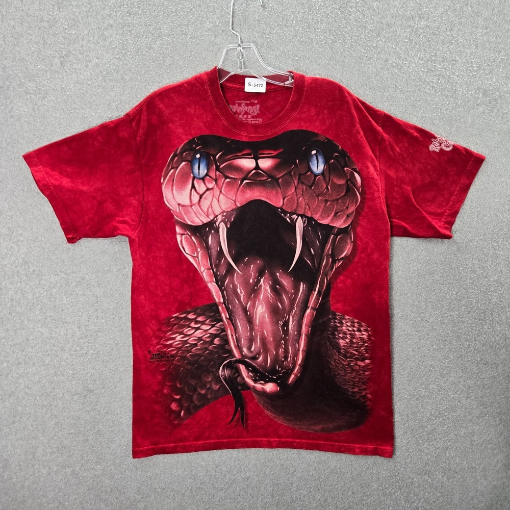 Rainforest Cafe Men Shirt Medium Red Tie Dye Snake Bite Graphic Tee READ